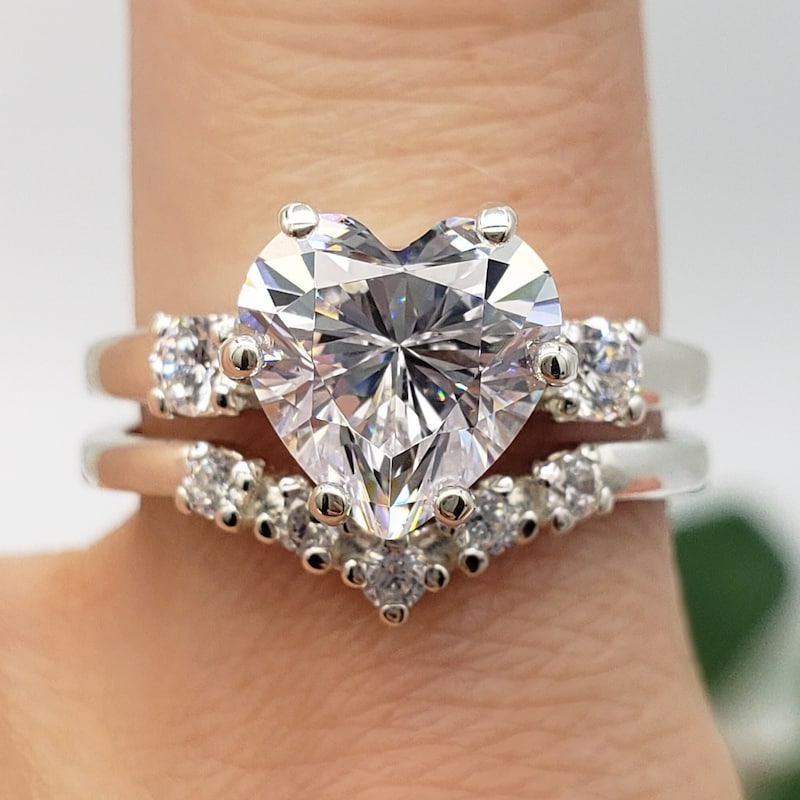 Heart Wedding Rings Etsy