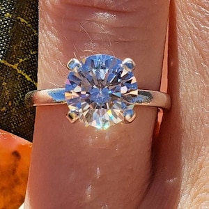 4MM - 8MM Round 4 Prong Solitaire Engagement Wedding Ring, 6A Quality Cubic Zirconia, Made to Order
