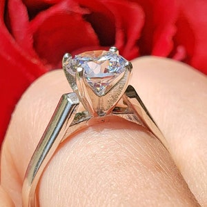 4MM - 7MM Round 4 Prong Cathedral High Profile Solitaire Engagement Wedding Ring, 6A Quality Cubic Zirconia, Made to Order