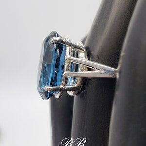 10x8mm-14x10mm Natural London Blue Topaz, Oval Cut Solitaire Ring, Sterling Silver, Made to Order image 10