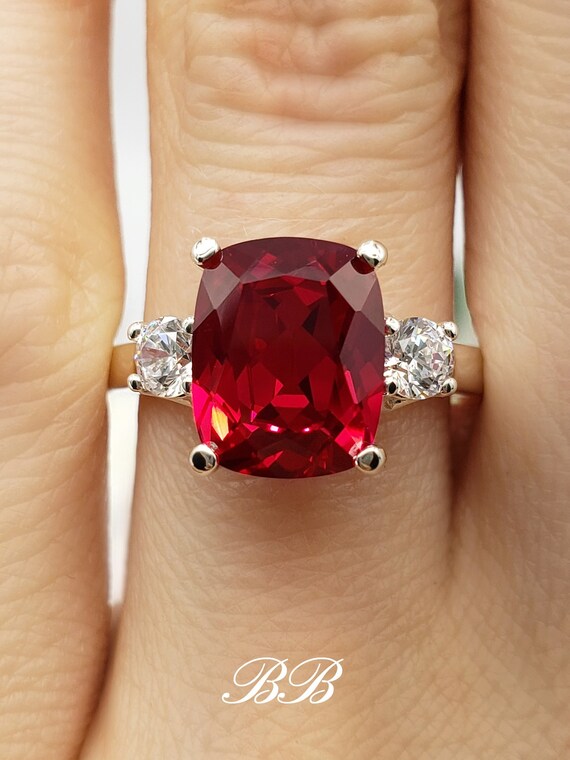 Men's Ruby Cross Ring – 0.15 Ct 3-Stone 18K Gold Plated Sterling Silver Band, Size 12 - View #2