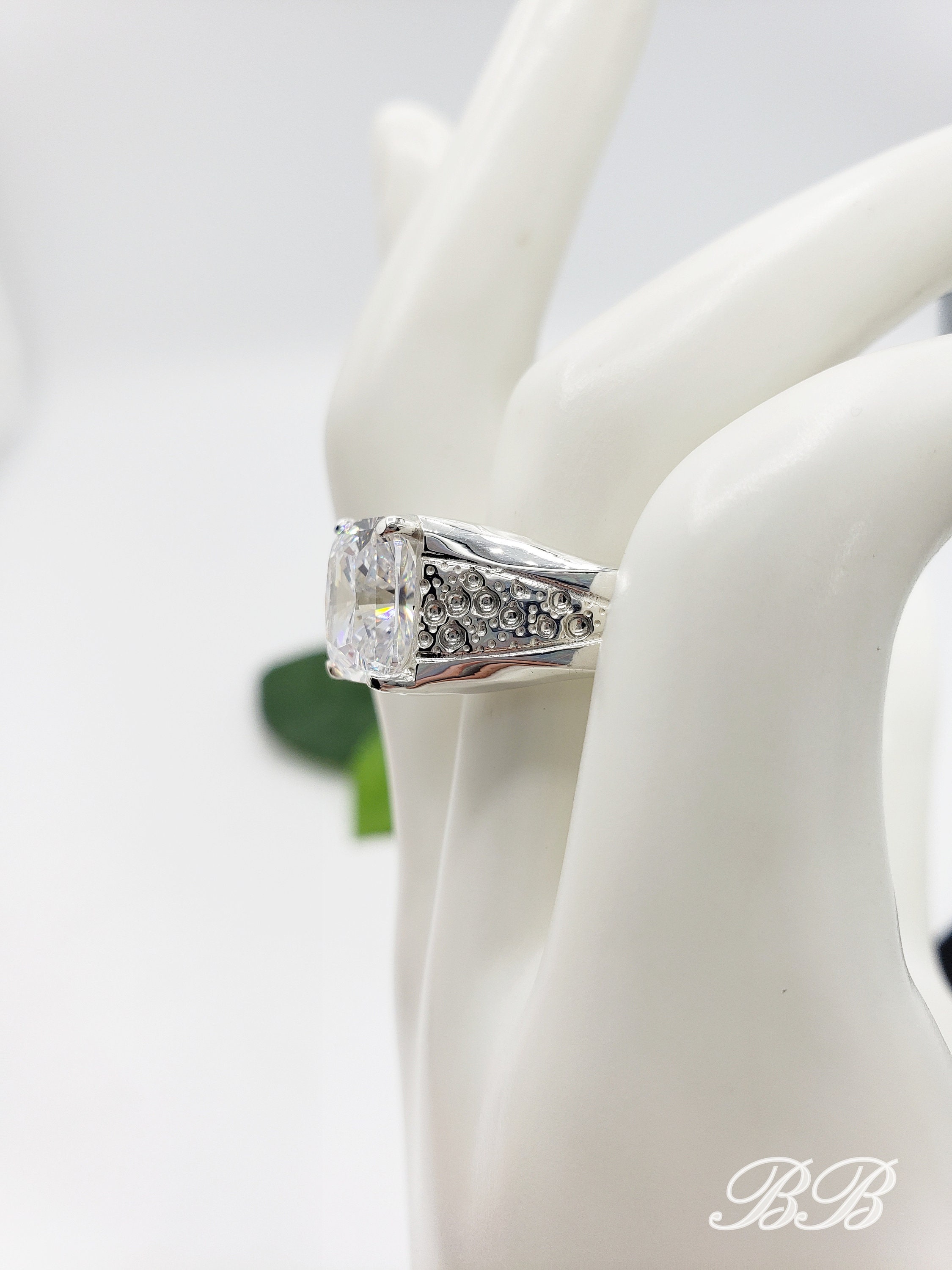 35CT Mens Art Carved Diamond Solitaire Ring - Adina Jewelers