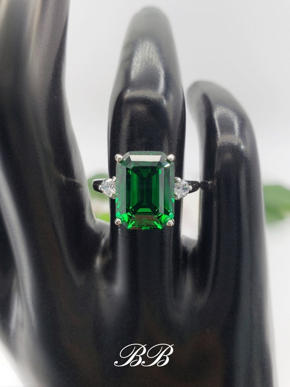 Anello Fidanzamento Yazilind In Argento S925 Con Zirconi Verdi | Regalo Donna, Idea Per Matrimonio, Natale, San Valentino, Taglia 16 1/2 (USA 8)