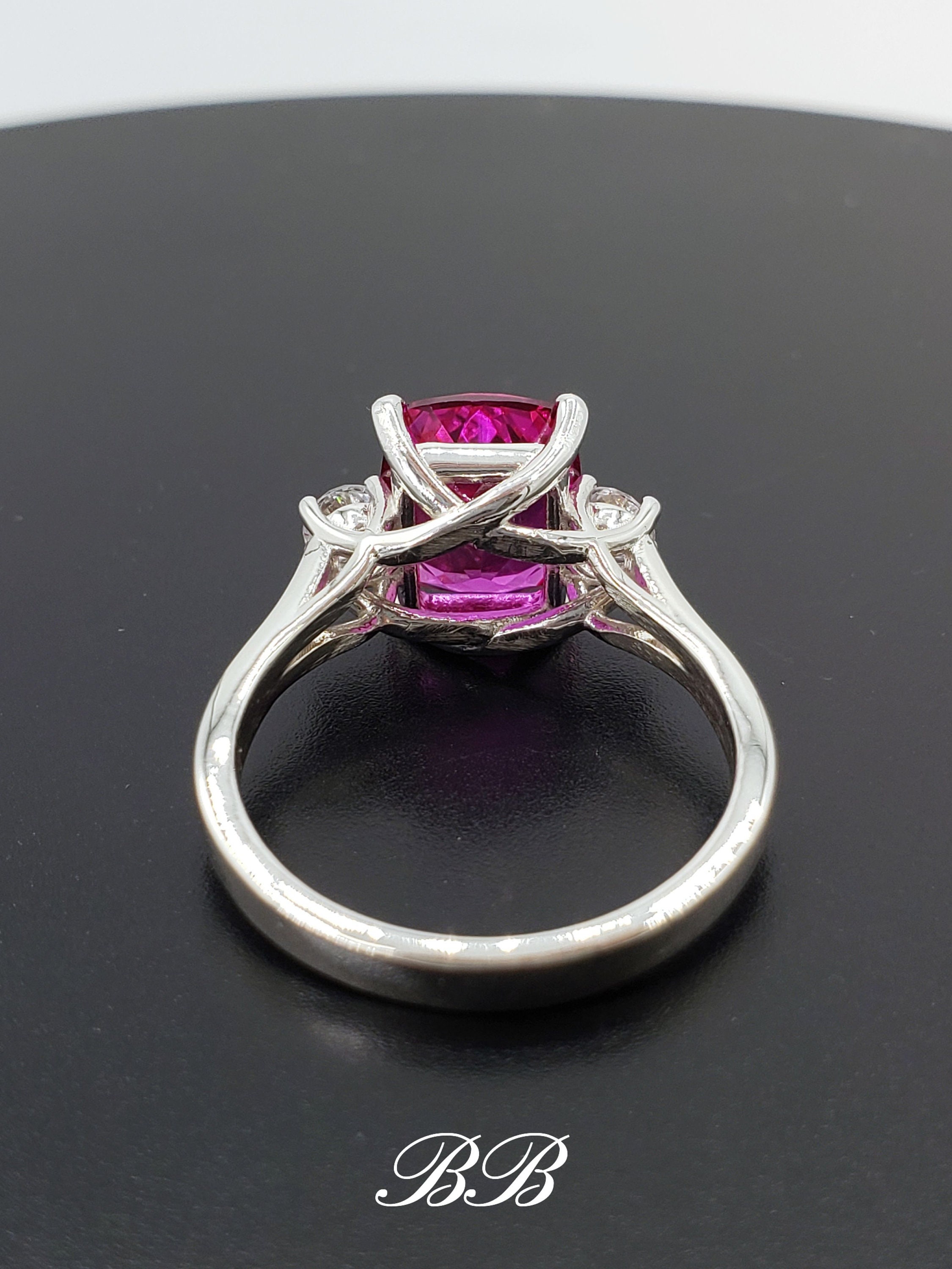 10x8mm Lab Dark Hot Pink Sapphire, Elongated Cushion Cut
