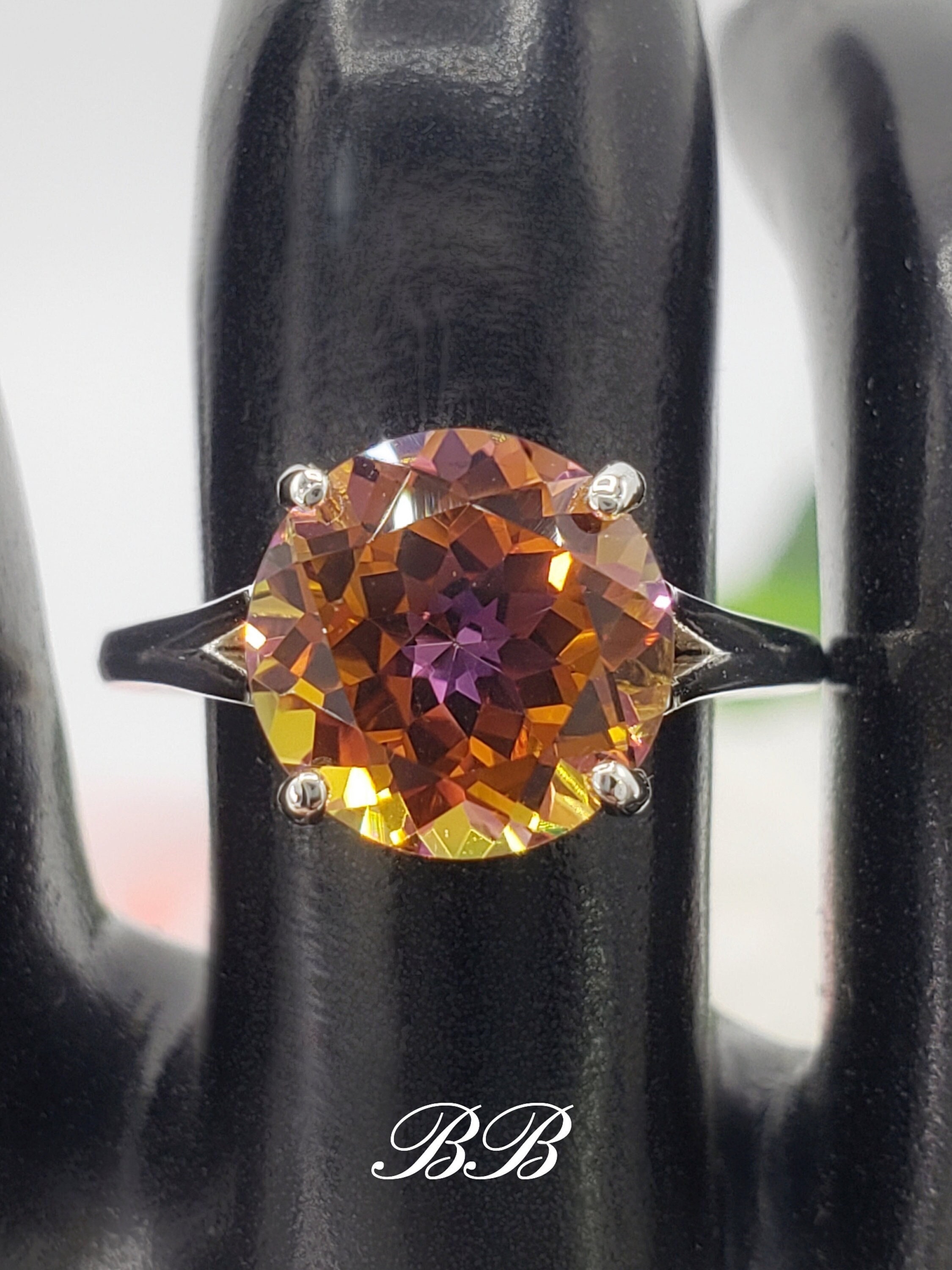 8mm - 14mm Mystic Sunrise Topaz Gemstone Solitaire Ring, 925 Sterling Silver, Made to Order