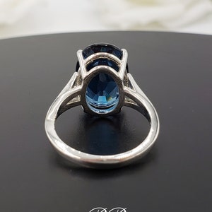 10x8mm-14x10mm Natural London Blue Topaz, Oval Cut Solitaire Ring, Sterling Silver, Made to Order image 8