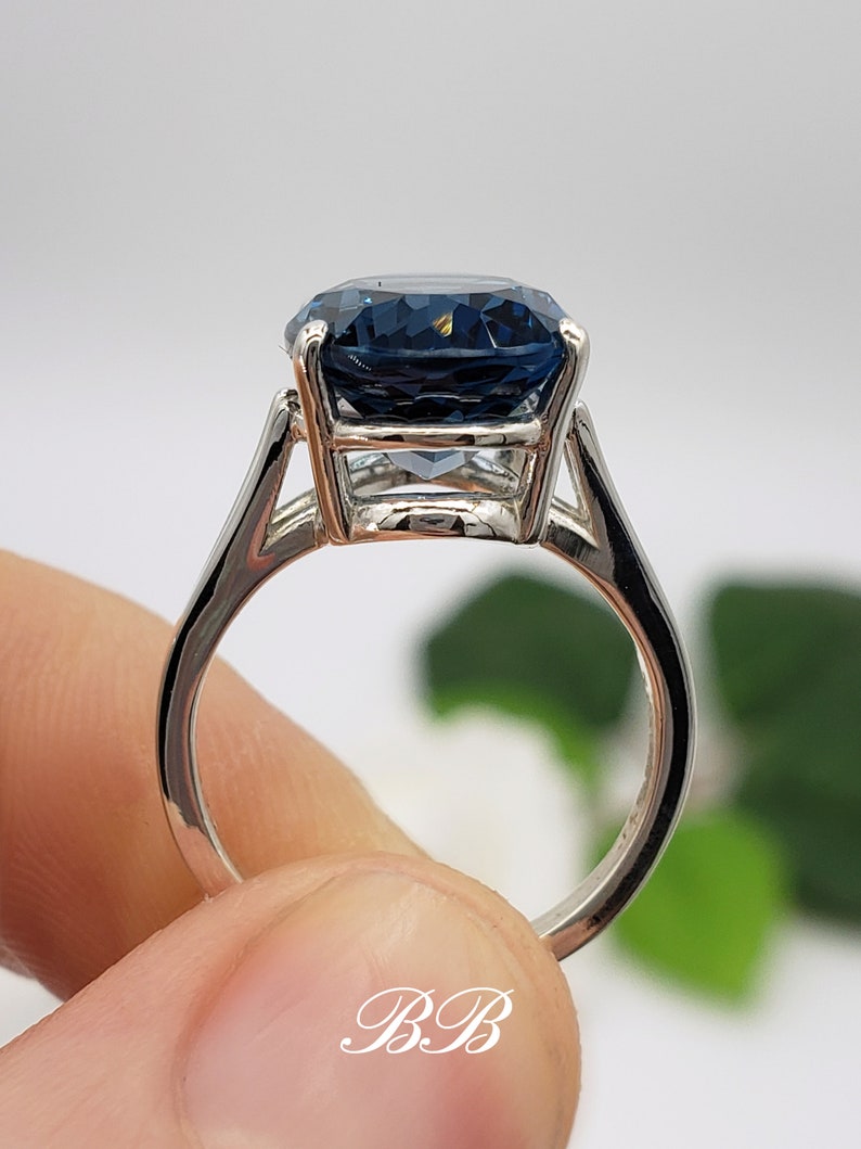 10x8mm-14x10mm Natural London Blue Topaz, Oval Cut Solitaire Ring, Sterling Silver, Made to Order image 7