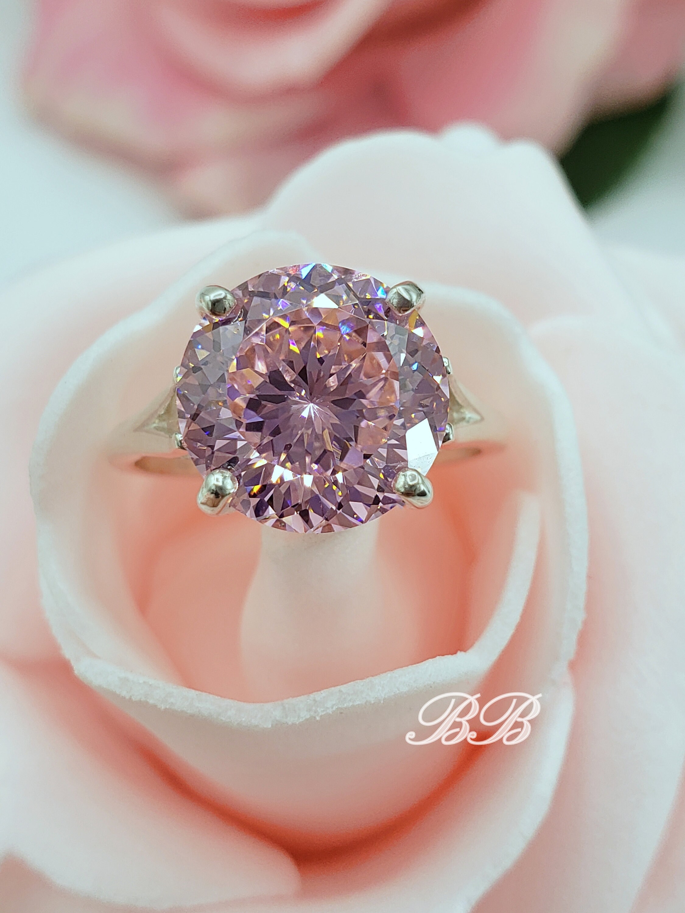 Bezel Design Round Pink CZ Solitaire Ring - .925 Sterling Silver Band, Sizes 5-9