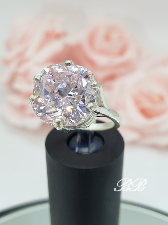 Anello Da Dito In Argento 925 Con Zircone Cubico Rosa Regolabile