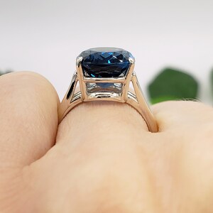 10x8mm-14x10mm Natural London Blue Topaz, Oval Cut Solitaire Ring, Sterling Silver, Made to Order image 4