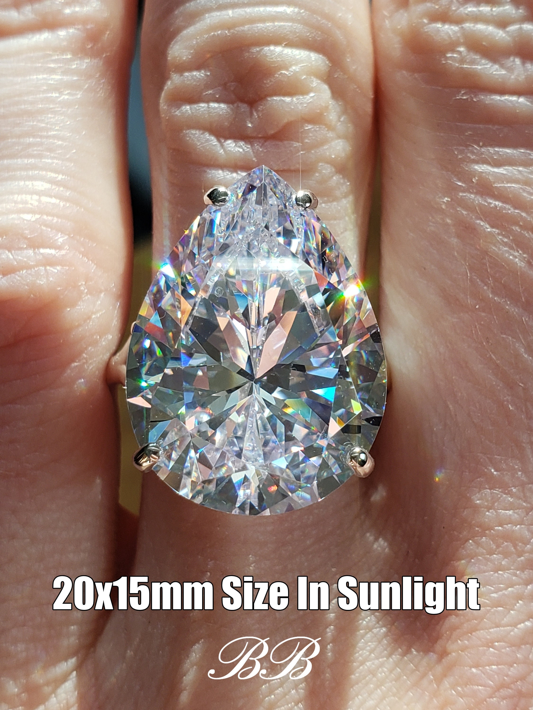 10x7mm - 20x15mm Pear Solitaire Split Shank Engagement Ring, 6A