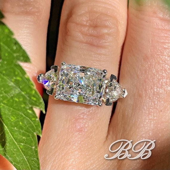 Sterling Silver 14mm Rose De France Amethyst Quartz Trillion Ring Sterling Silver 14mm Rose De France Amethyst Quartz Trillion Ring