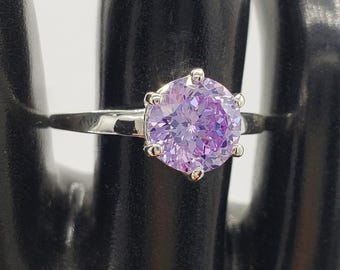 8mm Light Purple Portuguese Cut, 5A Quality Cubic Zirconia, 925 Unplated Sterling Silver, Made to Order