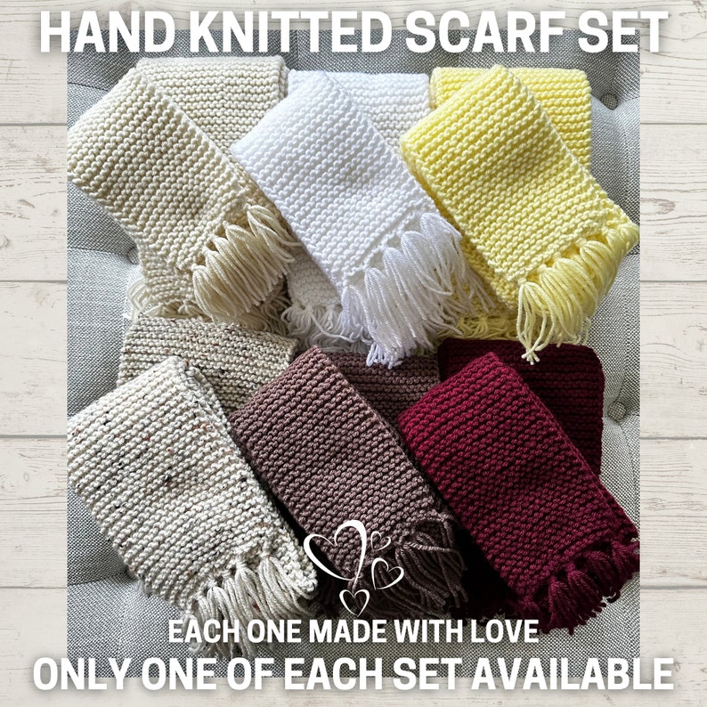 Scarves Set Hand Knitted Scarf Sets, Pairs, Gift Set, Mom & Me Scarves, Matching ...