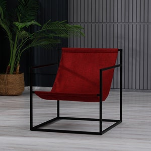 Minimalistic Arm Chair | Scandinavian, Metal, Sling Chair Home Decoration