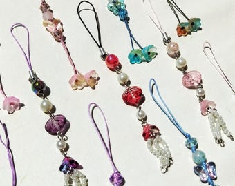 Jelly Fish and Butterfly Phone Charm, crystal fairy keychain, ocean breeze keyring, handmade beach and party accessories