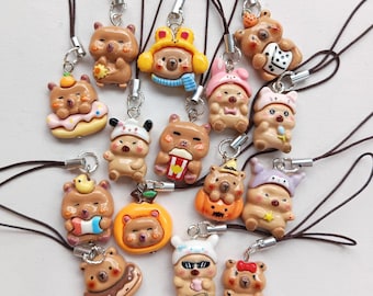 Capybara Character Animal Beads Phone Charms Kawaii cute keychains strap for gift planner airpods digicam camera bag, handmade Accessories