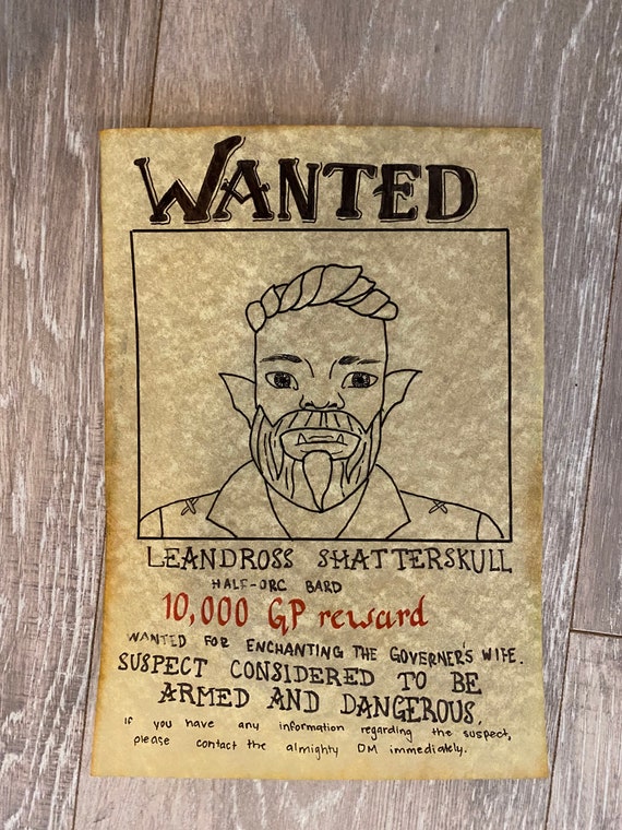 Dungeons and Dragons Custom Wanted Posters - Etsy