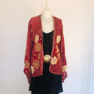 Red evening cardigan on sale