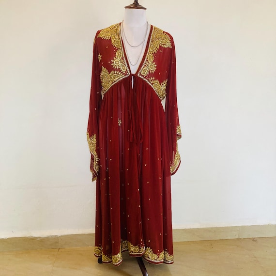 beaded kimono dress ESMERELDA SILK CHIFFON BEADED KIMONO main image 1