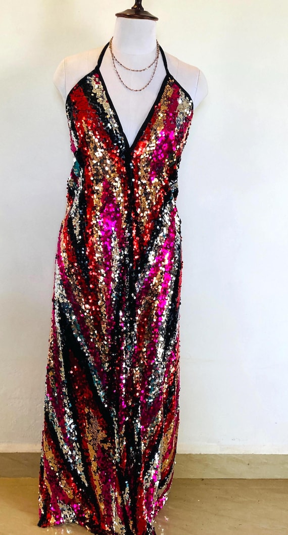 boho disco dress Sequin Halter Maxi Dress: Evening Gown IVORY MUSE EMBROIDERED COTTON traditional irish celtic wedding dress Color:Infinity Light Burgundy Red inspired look