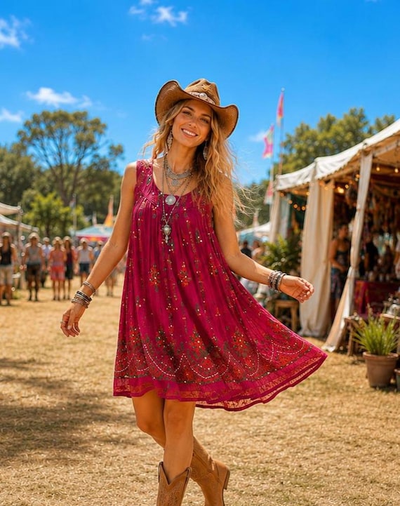 beaded holiday dress Boho Embroidered, Sequined Dress, Pink and Silver Festival, Party Evening gown with