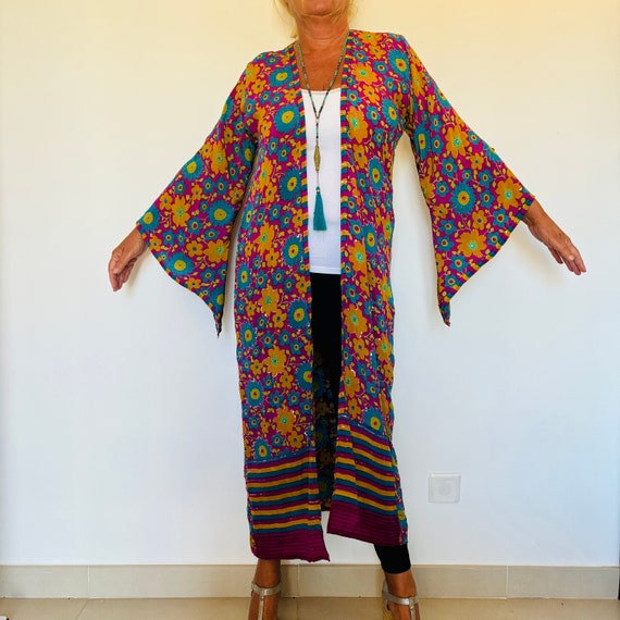 Kimono bohemio hippie con lentejuelas, chaqueta de fiesta con
