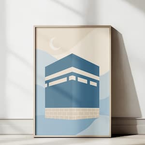 Kaaba Illustration | Islamic Print | Nautical Abstract Style | Spiritual Mecca Wall Art | Muslim Home Decor | Printable Faith Inspired Art