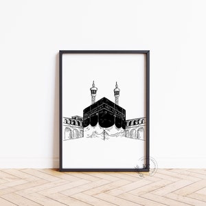 Kaba | Kaaba Minimalist Print | Masjid Al Haram | Islamic Prints | Muslim Home Decor | Minimalist Wall Art | Eid Gifts | Instant Download