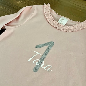Ironing picture with number and name for an individual, customizable birthday shirt / age / birthday / gift / girl / boy /1