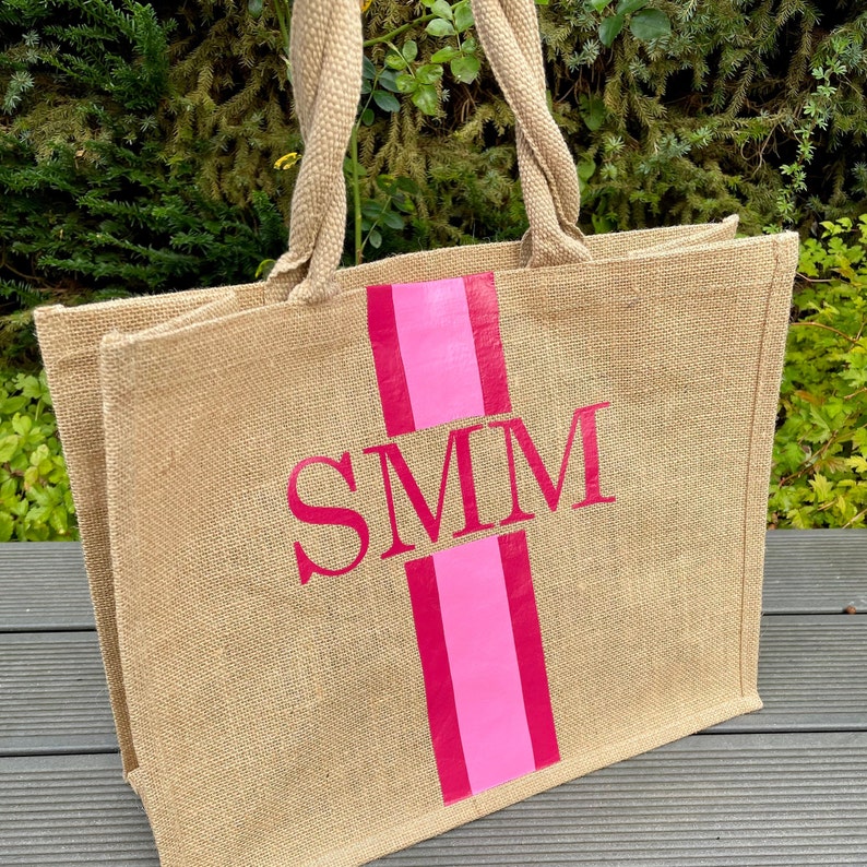 Jutetasche mit Initialen personalisiert Bild 2