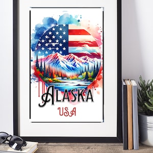 Alaska-Druck | Poster Alaska | Alaska Geschenke | Alaska Wand Kunst | Poster aus Alaska | Alaska USA Geschenke | Alaska Reise Poster | DIGITALER DOWNLOAD