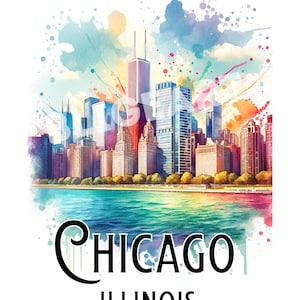 Chicago Illinois Print Wall Art Poster INSTANT DIGITAL DOWNLOAD Windy City Chicagoland Midwest Navy Pier