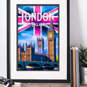London Retro Travel Poster | London Poster | London England Gifts | London Wall Art | Big Ben London | Old London | DIGITAL DOWNLOAD