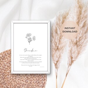 Impresión de abuela - Copia digital imprimible, cita, carta, descarga digital, descarga instantánea, regalo día de la madre, abuela, regalo