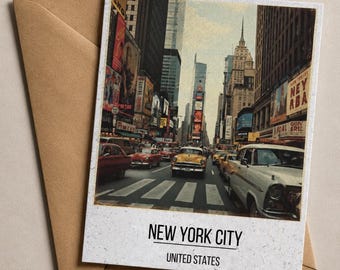 Vintage New York-vykort, digital PDF, resesouvenir