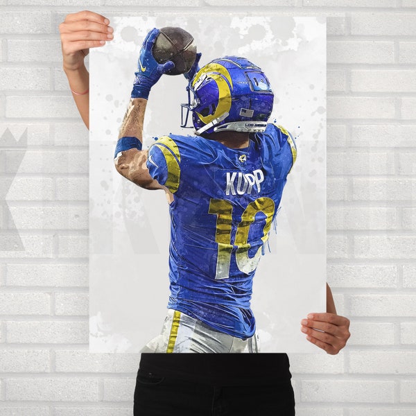 Cooper Kupp Los Angeles Rams Poster/Canvas Print, Watercolor Painting Football Art, Office, Man Cave, Bedroom Wall Decor, Sports Bar