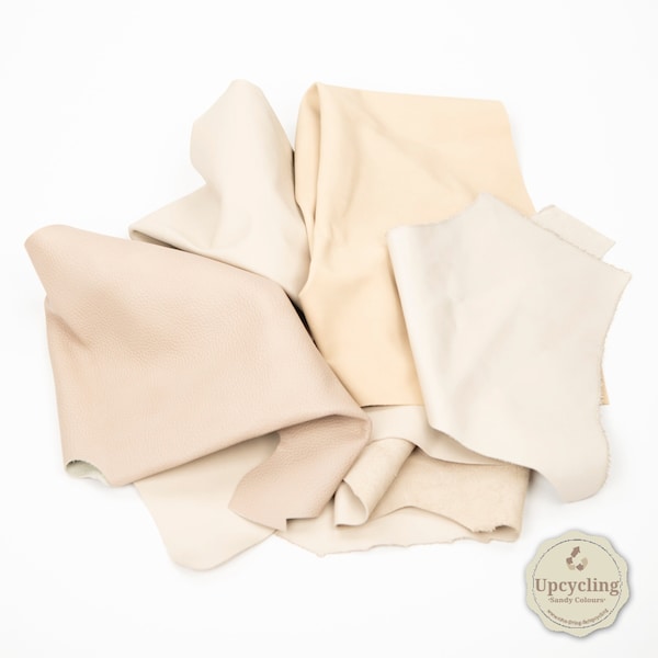 Leather scraps in the colour sand | 1000g