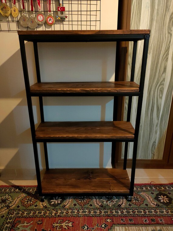 Metal Spruce Wood Floor Shelf Smart Shelf Book Shelf