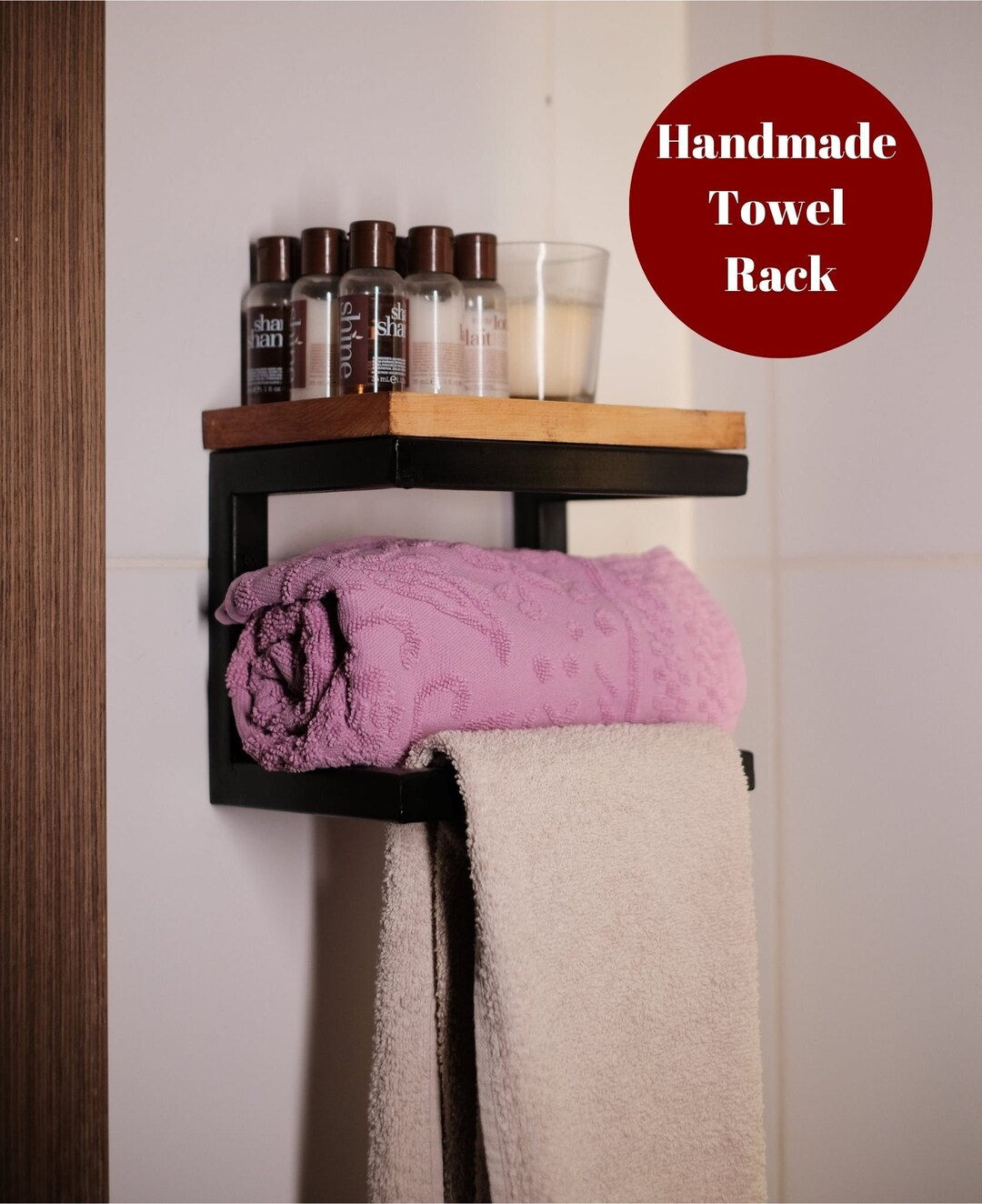 Handmade Wood Towel Rack Modern Touch for Your Bathroom Wooden Kitchen Towel Rack Kitchen Guest