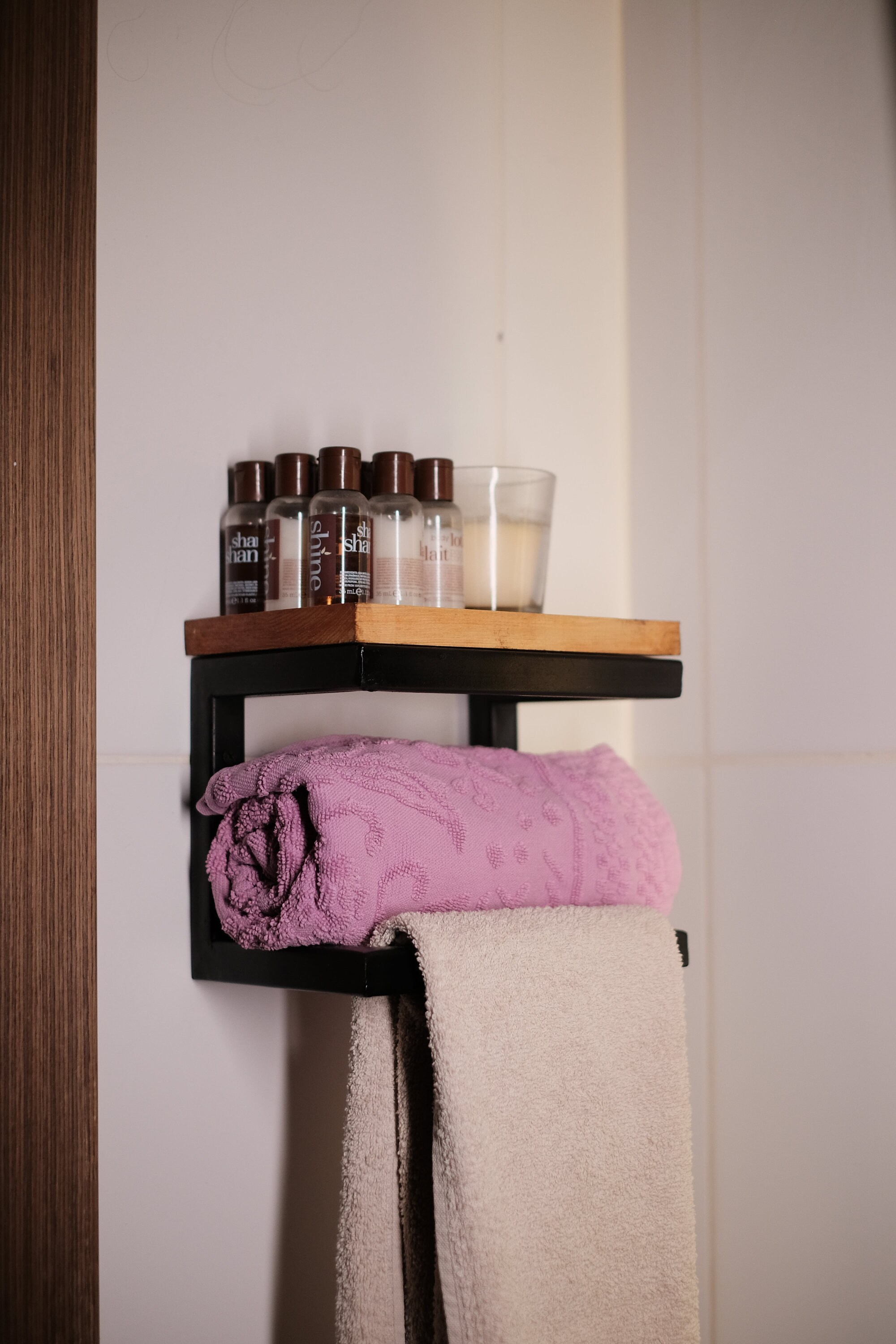 Handmade Wood Towel Rack Modern Touch for Your Bathroom Wooden Kitchen