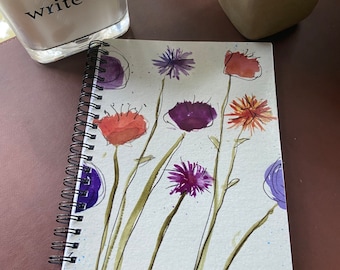 5.5 x 8.5" Watercolor Flower Notebook