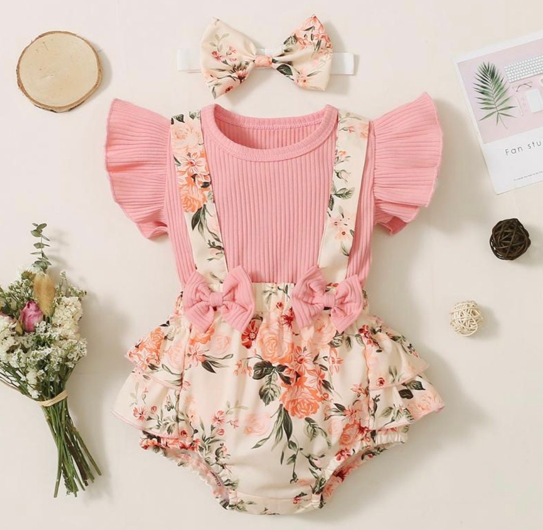 Baby Girls Outfit Baby Shower Baby Girls Romper Holiday Etsy