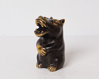 Bronze Sitting Hippo Statue, 3.6" Animal Figurine, Hippopotamus, African, Handmade, Office Decor, Birthday Gift, Home Gifts, Mothers Day