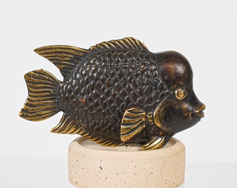 Bronze Fish Figurine, 2.3" Figurine, Animal Statue, Brass Decor, Handmade, Animal Ornament, Nursery Decor, Gift for Women, Gift for Him