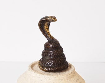 Bronze King Cobra Statue, 3"  Figurine, Hunting Snake, Animal, Reptile, Unique Decor, Desk Decor, Handicraft, Gift for Him, Unique Gifts