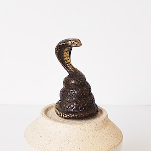 Bronze King Cobra Statue, 3&quot;  Figurine, Hunting Snake, Animal Statue, Reptile, Unique Decor, Desk Decor, Handicraft, Birthday Gift for Him