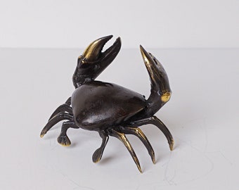 Bronze Crab Statue, 3" Animal Figurine, Ocean, Handmade, Miniature, Unique, Room Decor, Office Decor, Gift for Sister, Gift for Him