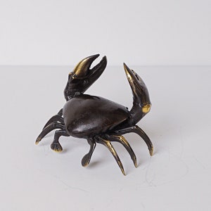 Bronze Crab Statue, 3" Animal Figurine, Ocean, Handmade, Miniature, Unique, Room Decor, Office Decor, Gift for Sister, Gift for Him