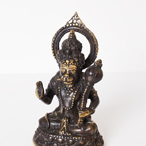 Bronze Hanuman Statue, 5" Figurine, Monkey King, Lord, Handicraft, Hindu God, Unique, Meditation, Ramayana Story, Room Decor, Gift for Her